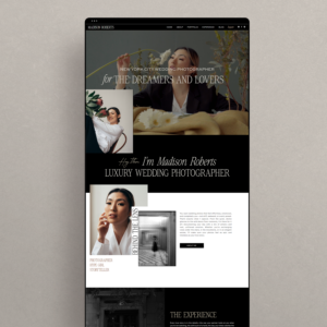 Modern editorial Showit website template for photographers with a timeless, high-end aesthetic and elegant layout designed to attract dream clients