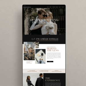 Timeless editorial Showit website template for photographers with a modern, elegant design and high-end aesthetic to attract dream clients