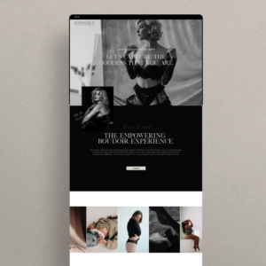 Luxury modern Showit website template for boudoir photographers with a timeless, classy design to attract ideal clients