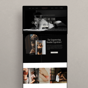 Modern luxury Showit mini website template for boudoir photographers with an editorial, edgy design perfect for launching quickly