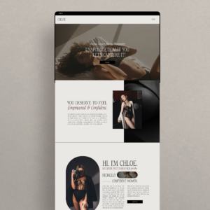 Luxury modern Showit website template for boudoir photographers with a timeless, high-end design to attract dream clients