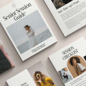 Senior Session Photographer Client Welcome Guide Canva Template for modern photographers