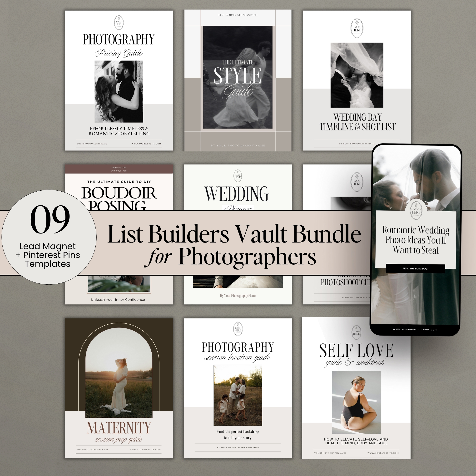 Done-for-you Canva template bundle for photographers to grow their email list and attract dream clients