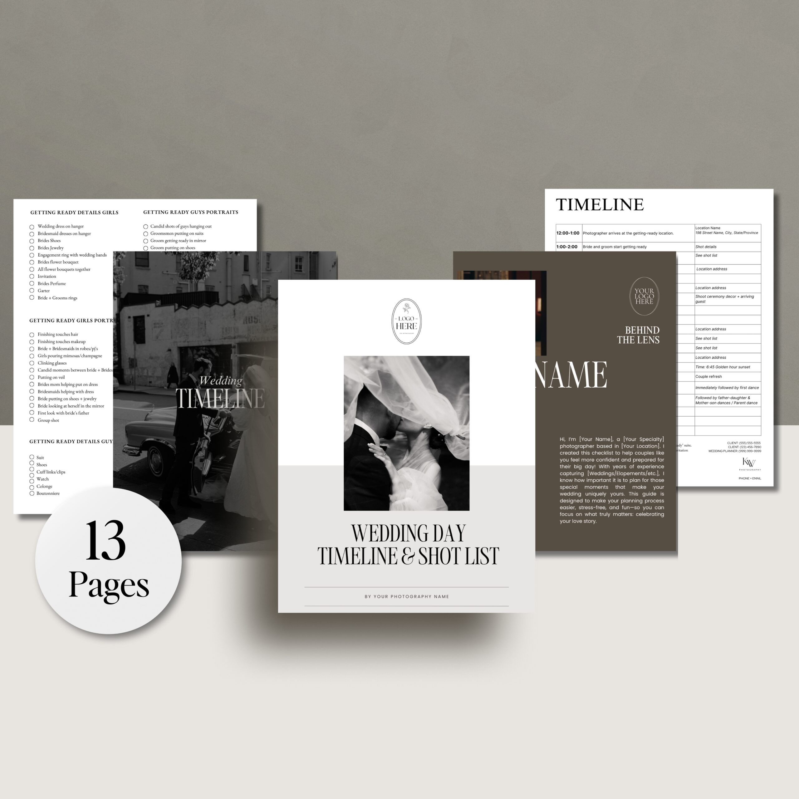 Wedding Timeline and Shot List Template for Photographers