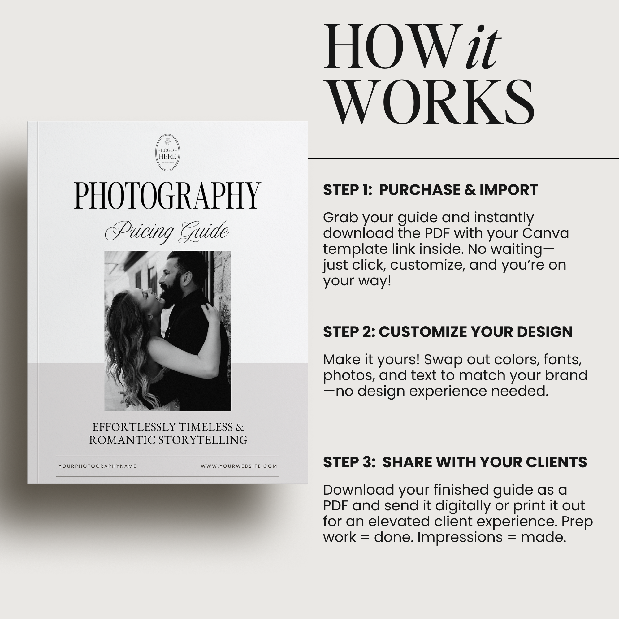 Photography Pricing Guide Canva Template